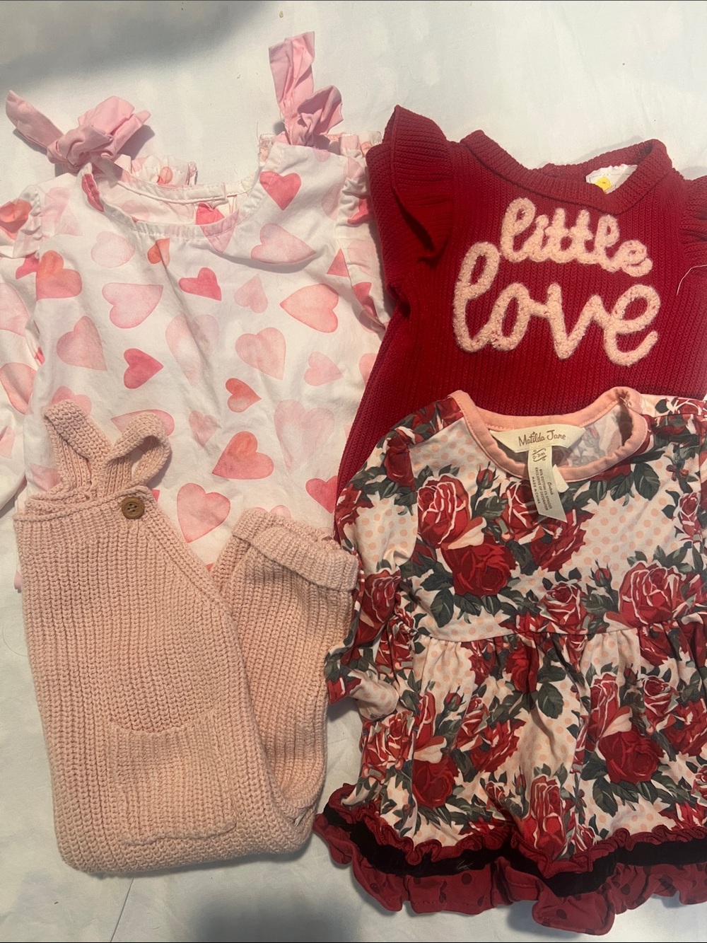 Bundle of 3M Baby Valentine’s Day Outfits Matilda Jane Stitchy Fish Rabbit Bear